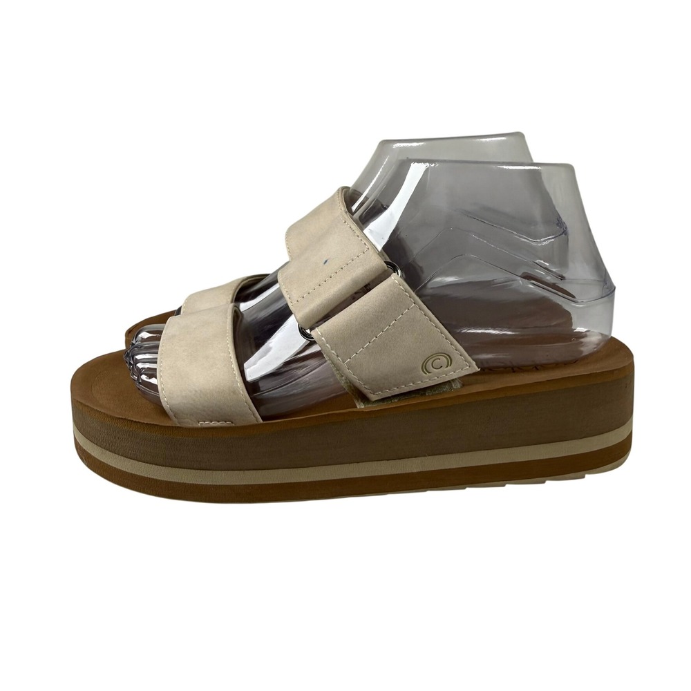 Cobian Womens 10 Platform Slide Sandal Cream Tan Boho Coastal Beachy Chunky